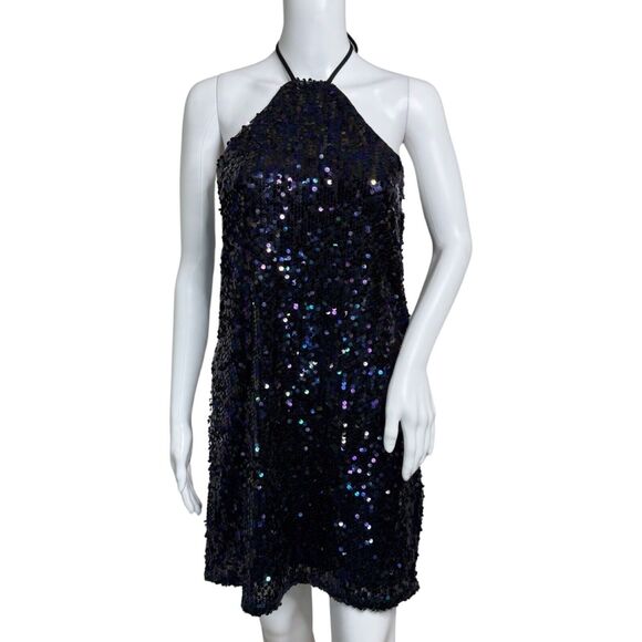 Jolt Dress Womens Small Black Multi Allover‎ Sequin Mini Shimmer Sparkle Party - Picture 1 of 8